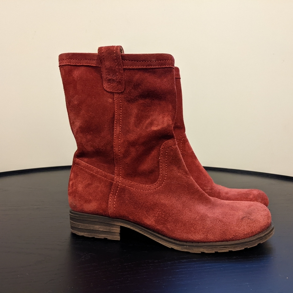 Naturalizer red suede booties